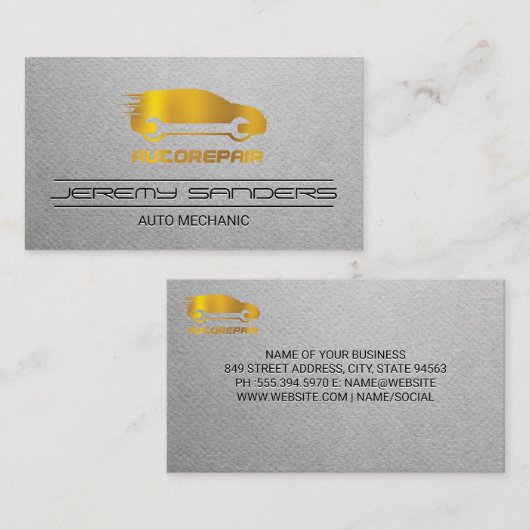 Gold-Symbol | Auto-Reparatur-Logo Visitenkarte (Vorne/Hinten)
