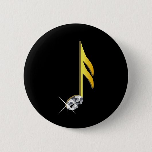 Gold-Symbol einer Musiknote 1/16 Button (Vorderseite)