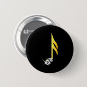 Gold-Symbol einer Musiknote 1/16 Button (Vorne & Hinten)