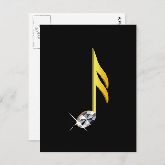 Gold-Symbol einer Musiknote 1/16 Postkarte (Vorne/Hinten)