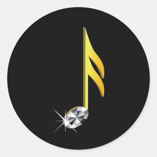 Gold-Symbol einer Musiknote 1/16 Runder Aufkleber (Vorderseite)