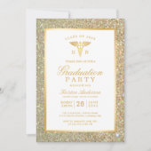 Gold Symbol Nursing School Graduation Party Einladung (Vorderseite)