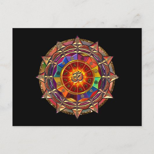 Gold Symbolic Sun Mandala Postkarte (Vorderseite)