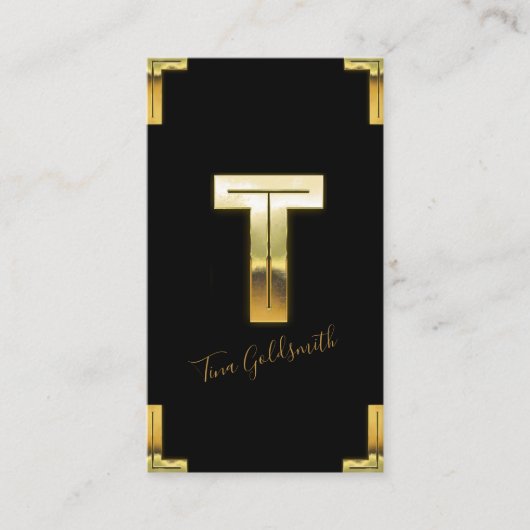 Gold T Anfangs- und GrenzVisitenkarte Visitenkarte (Vorderseite)