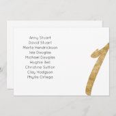 Gold Tabelle 1 Tischnummer Hochzeitskarte (Vorne/Hinten)