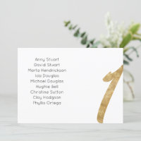 Gold Tabelle 1 Tischnummer Hochzeitskarte