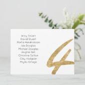 Gold Tabelle 4 Tischnummer Hochzeitskarte (Stehend Vorderseite)