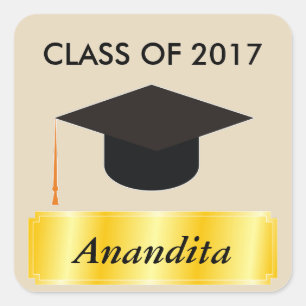 Gold-Tag-Abschluss Quadratischer Aufkleber