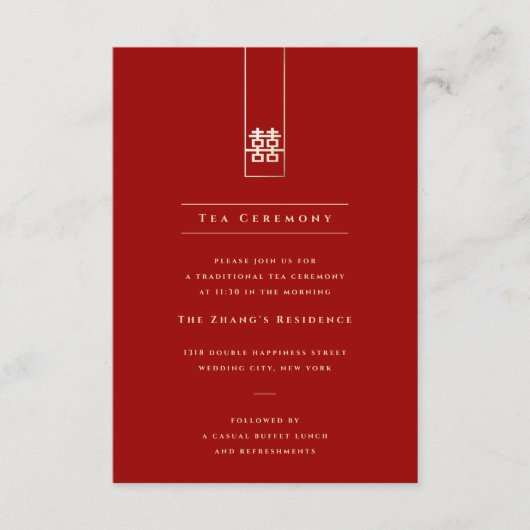 Gold Tall Rectangle Double Happiness Asiatische Ho Begleitkarte (Vorderseite)