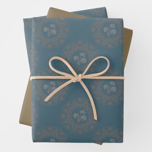 Gold Tapestry Rokoko Classic Polka Dot Mandala Geschenkpapier Set (Beispiel)