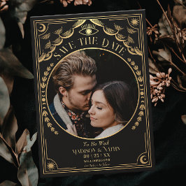 Gold Tarot Gothic Wedding Foto Save the Date Einladung