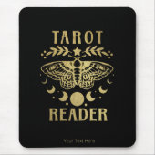 Gold Tarot Reader Moon Phase Moth Stars Mousepad (Vorne)