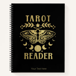 Gold Tarot Reader Moon Phase Moth Stars Notebook Notizblock