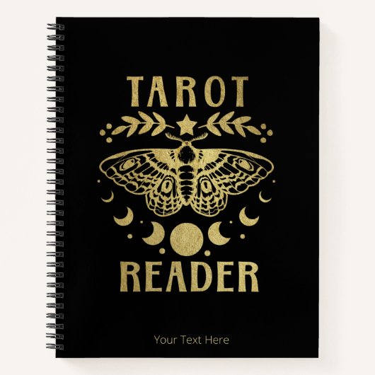 Gold Tarot Reader Moon Phase Moth Stars Notebook Notizblock (Vorderseite)