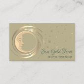 Gold Tarot Reader Stars Moon Sun Celestial Visitenkarte (Vorderseite)