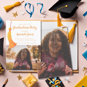 Gold Tassel 2025 Grad 2 Foto Graduation Party Einladung