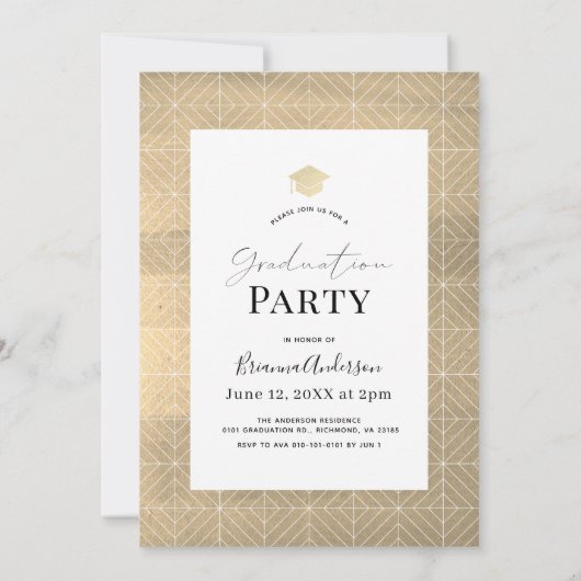 Gold Tassel & Cap 2 Foto Grüner Abschluss Einladung (Rückseite)