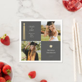 Gold Tassel & Cap Dark Grau 2 Foto Abschluss Serviette (Beispiel)