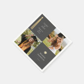 Gold Tassel & Cap Dark Grau 2 Foto Abschluss Serviette (Ecke)