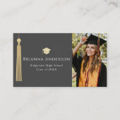 Gold Tassel & Cap Dark Gray Foto Abschluss Visitenkarte (Vorderseite)