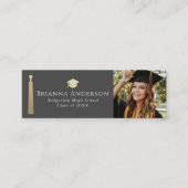 Gold Tassel & Cap Grau Abschluss Namenskarte einfü (Vorderseite)