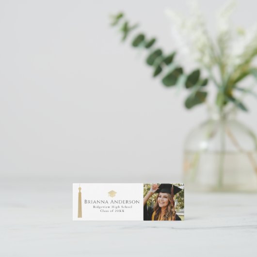 Gold Tassel & Cap Welcher Abschluss die Namenskart Mini Visitenkarte (Stehend Vorderseite)