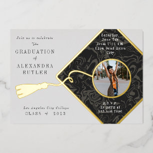 Gold Tassel Foto Script Class 2023 Abschluss Folieneinladung