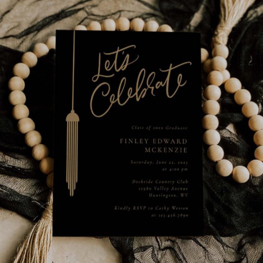 Gold Tassel Party Abschluss Einladung Foto-Karte