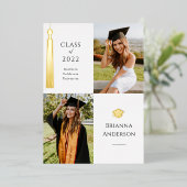 Gold Tassel White 2 Foto Abschluss Folieneinladung (Stehend vorne)