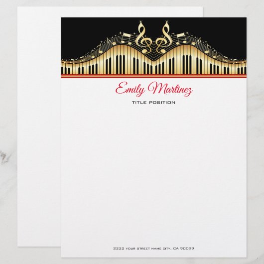 Gold-Tastatur Briefbogen (Vorne/Hinten)