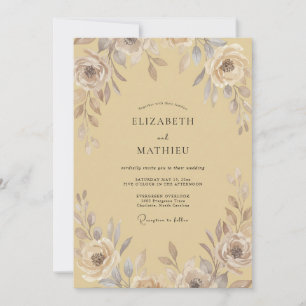 Gold-Taupe-Bloom-Hochzeit Einladung
