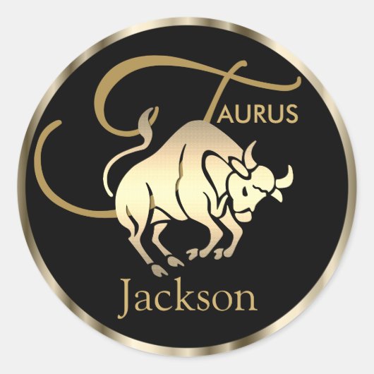 Gold - Taurus ♉ Bull - Zodiac - Zeichen Runder Aufkleber (Vorderseite)
