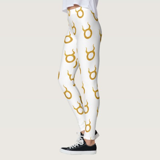 Gold Taurus Zodiac Astrologie Zeichen Leggings (Links)