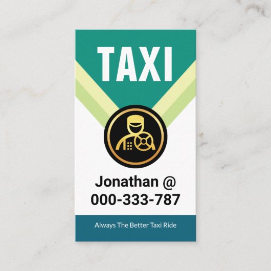 Gold Taxi Fahrer Medallion Chauffeur Visitenkarte (Vorderseite)