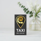 Gold Taxi Location Icon Visitenkarte (Stehend Vorderseite)