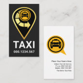 Gold Taxi Location Icon Visitenkarte (Vorne/Hinten)
