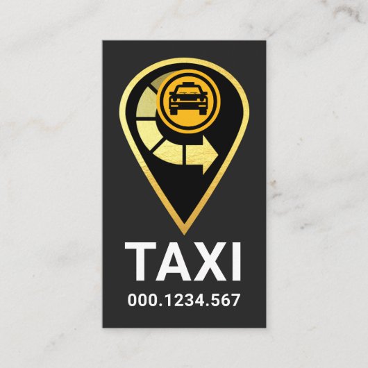 Gold Taxi Location Icon Visitenkarte (Vorderseite)
