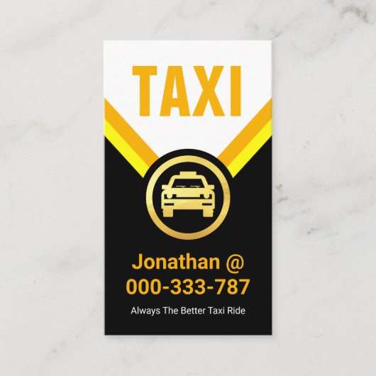 Gold Taxi Medallion Cab Fahrer Visitenkarte (Vorderseite)