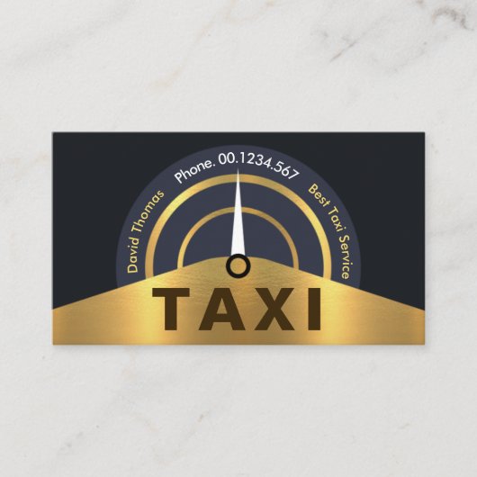 Gold Taxi Speedometer Visitenkarte (Vorderseite)