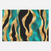 Gold Teal Black Tiger Stripe Pattern Abstract Geschenkpapier Set (Vorderseite)