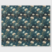 Gold & Teal Ethereal Jellyfish Geschenkpapier (Flach)