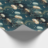 Gold & Teal Ethereal Jellyfish  Geschenkpapier (Ecke)