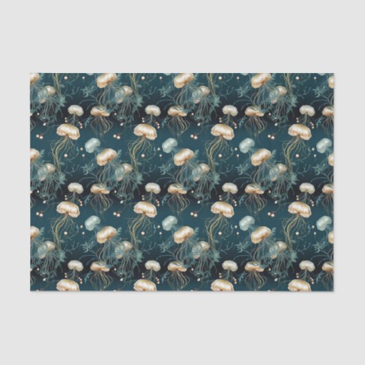 Gold & Teal Ethereal Jellyfish Seidenpapier (Vorderseite)