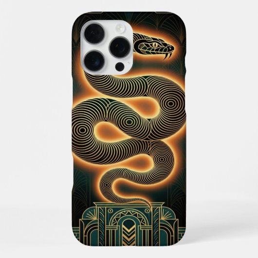Gold Teal iPhone 16 Pro Max Case | Mystical Snake Hülle (Rückseite)