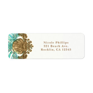 Gold & Teal Meeresschalen-Glamour-Strandparty-Einl