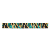 Gold Teal Tiger Stripes | Glam Abstract Animal Satinband (Vorderseite)