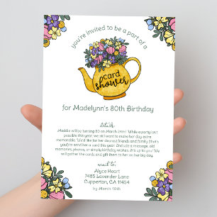 Gold Teapot 80. Geburtstagskarte Dusche per Mail Einladung
