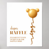 Gold Teddy Balloon Diaper Raffle Sign Poster (Vorne)