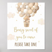 Gold Teddy Bear Balloon Baby Dusche Gefallen Zeich Poster (Vorne)