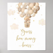 Gold Teddy Bear Balloon Baby Dusche schätzt wie vi Poster (Vorne)